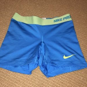 Blue and green nike spandex